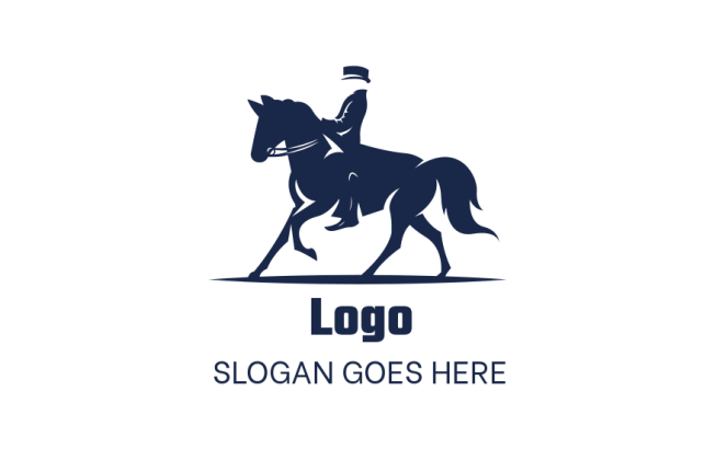 silhouette of equestrian on horse logo icon