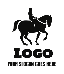 sports logo silhouette of equestrian on stallion