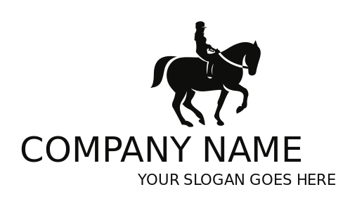 sports logo silhouette of equestrian on stallion