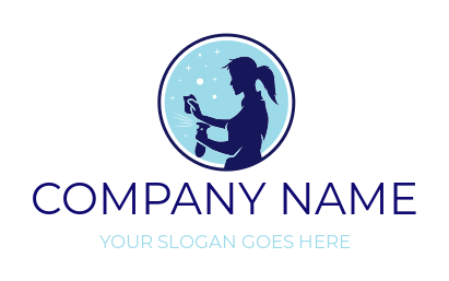 cleaner logo silhouette of maid spraying