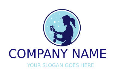 cleaner logo silhouette of maid spraying
