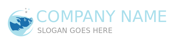 animal logo silhouette of pig head with stars