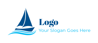travel logo sailboat on swoosh waves