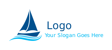 travel logo sailboat on swoosh waves