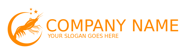 restaurant logo shrimp silhouette in swoosh