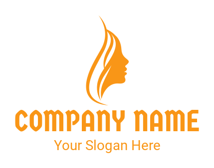 silhouette of woman face and hair swooshes logo icon