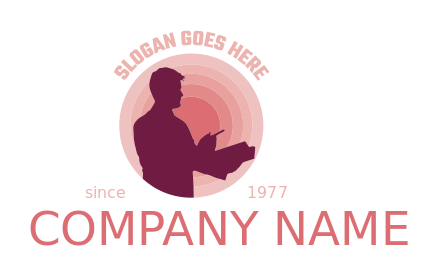 publishing logo silhouette of writer in circle