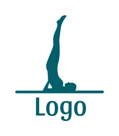 fitness logo pilates woman on yoga mat legs up