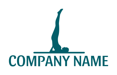 fitness logo pilates woman on yoga mat legs up