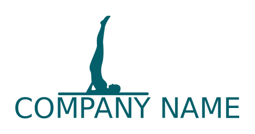 fitness logo pilates woman on yoga mat legs up