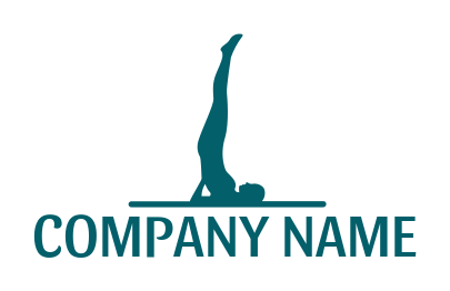 silhouette logo design pilates woman on yoga fitness mat legs up