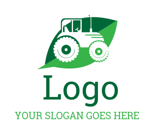 agriculture logo silhouette of tractor in leaf