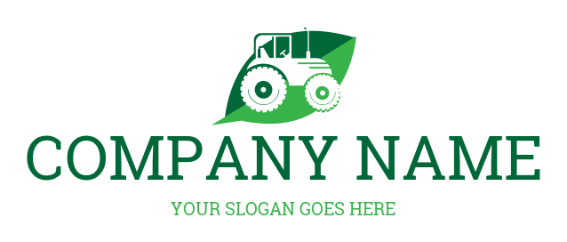 agriculture logo silhouette of tractor in leaf