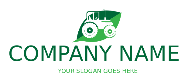 agriculture logo silhouette of tractor in leaf