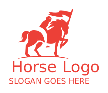 sports logo maker horse jockey holding flag pole