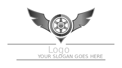 auto mechanic logo metal wheel merged with wings