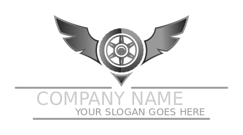 auto mechanic logo metal wheel merged with wings