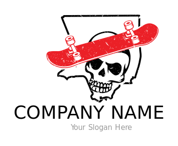 skateboard on skull in irregular outline