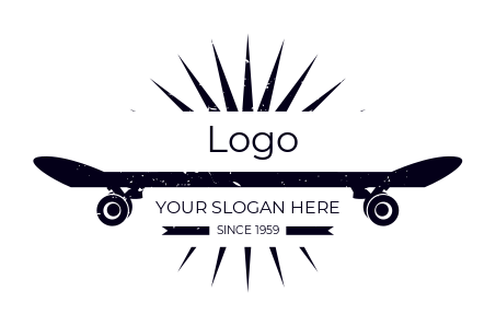 sports logo rays from skateboard silhouette