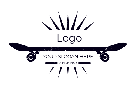 sports meet logo rays from skateboard silhouette