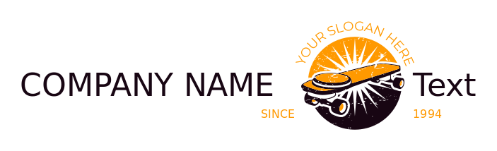 vector team logo skateboard and disc in retro rays