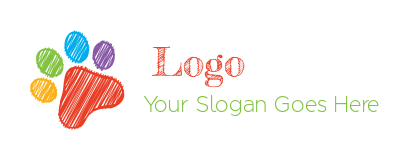 generate a pet logo sketch of colorful pet paw