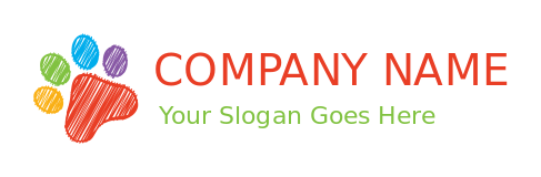 generate a pet logo sketch of colorful pet paw