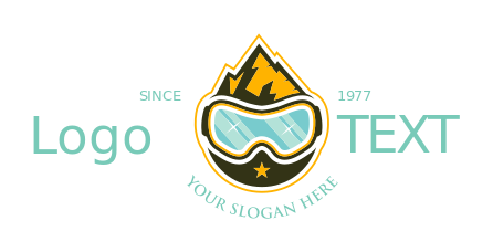 sports logo ski goggles with mountain vector