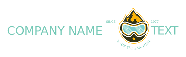 sports logo ski goggles with mountain vector