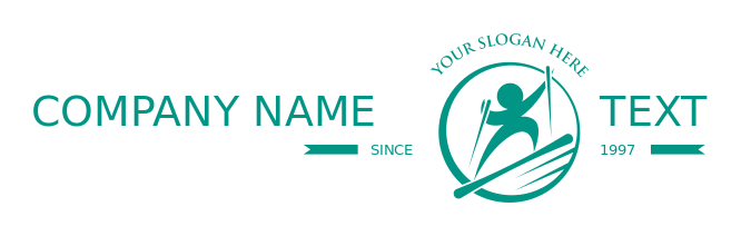 sports logo skier going upwards with ski poles