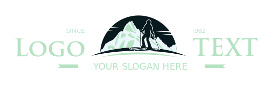 sports logo skier standing in front of mountain