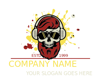 DJ logo skull in glasses headphones