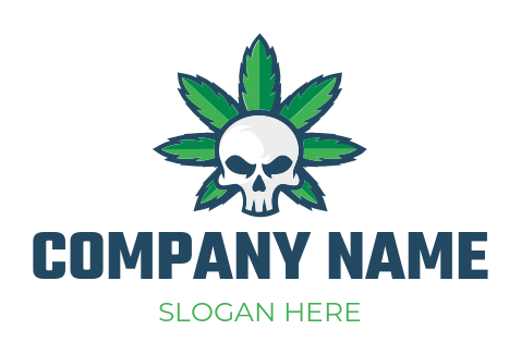 medical logo skull with cannabis leaf