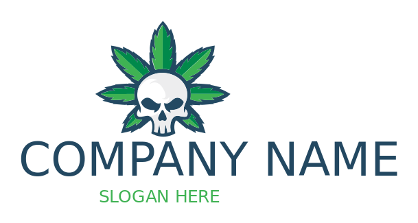 medical logo skull with cannabis leaf