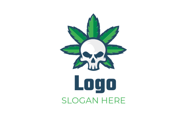 skull with cannabis leaf