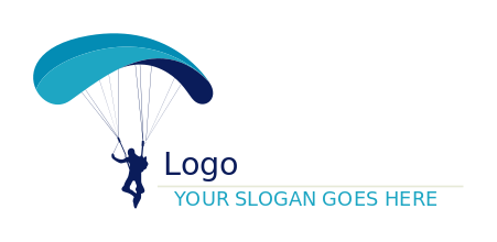 sports logo skydiver landing with open parachute