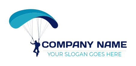 skydiver landing with open parachute logo icon