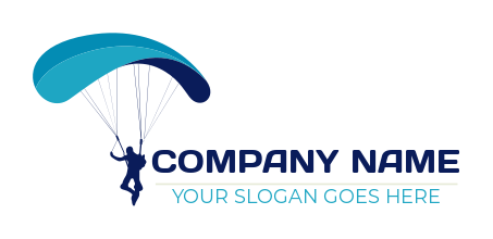 sports logo skydiver landing with open parachute