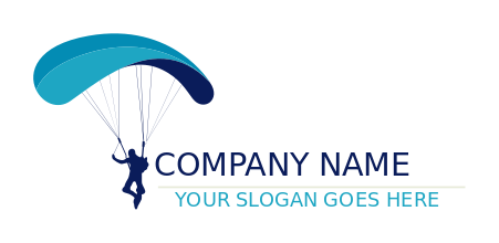 sports logo skydiver landing with open parachute