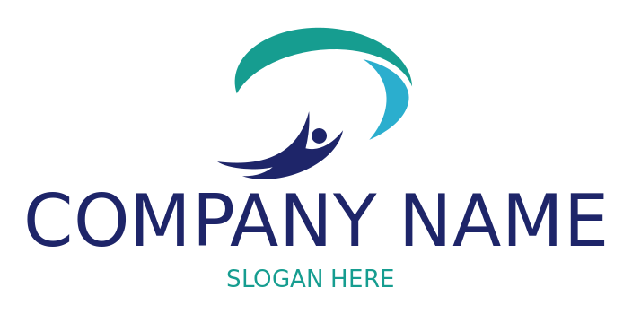 sports logo skydiving figure and parachute