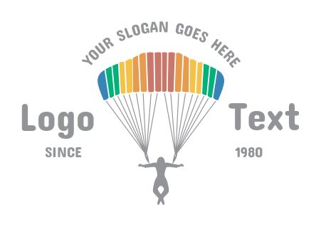sports logo skydiving with rainbow parachute