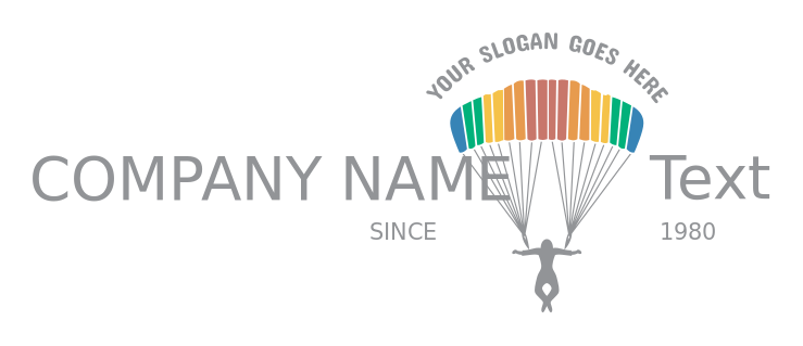 skydiving figure with rainbow colored parachute logo maker