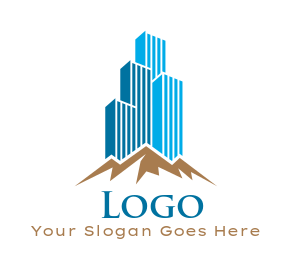 real estate logo image of skyscrapers on a hill