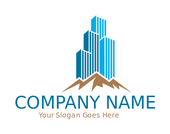 real estate logo image of skyscrapers on a hill