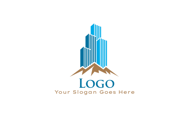 real estate logo image skyscrapers on a hill - logodesign.net