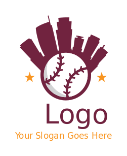skyscrapers silhouette on baseball stars