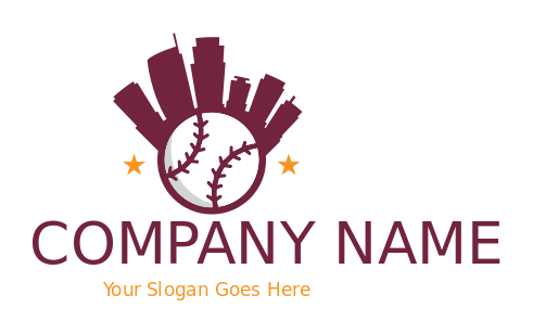 skyscrapers silhouette on baseball stars