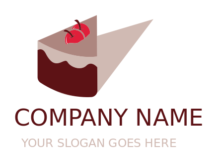 food logo slice of chocolate cake with cherries