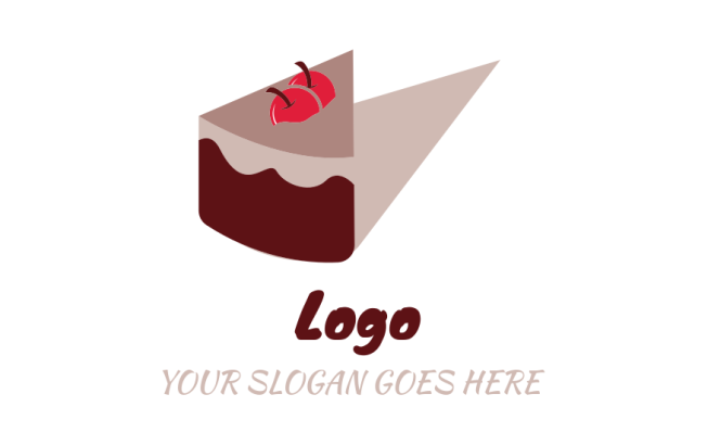 food logo slice of chocolate cake with cherries