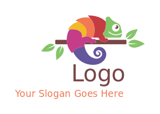 animal logo image smiling chameleon reptile